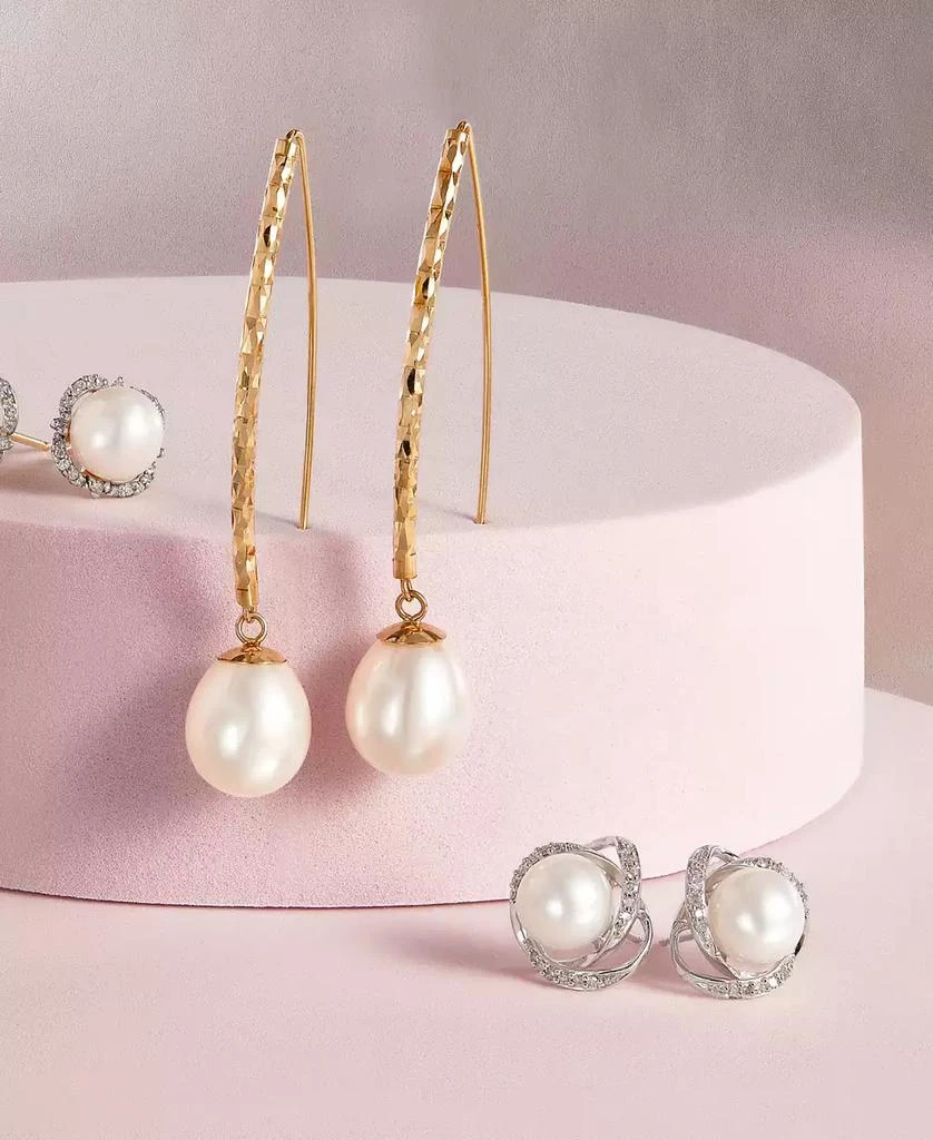 Honora Cultured Freshwater Pearl (9-10mm) Threader Earrings in 14k Gold 5