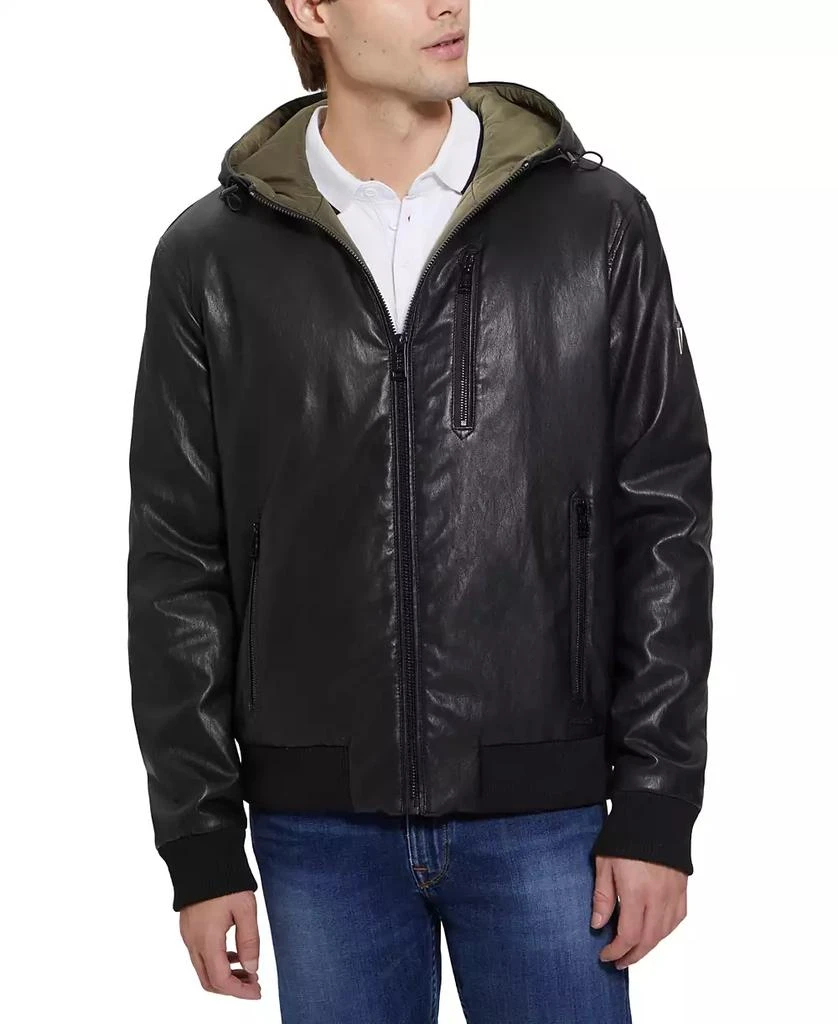 GUESS Men's Gary Faux Leather Hooded Jacket 5