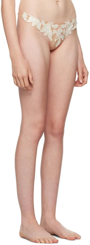 Fleur du Mal Beige & White Lily Embroidery Hipster Thong 2