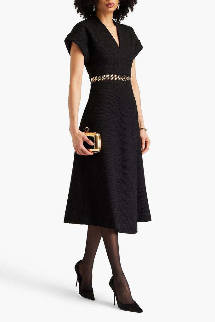 REBECCA VALLANCE Carine chain-embellished tweed midi dress