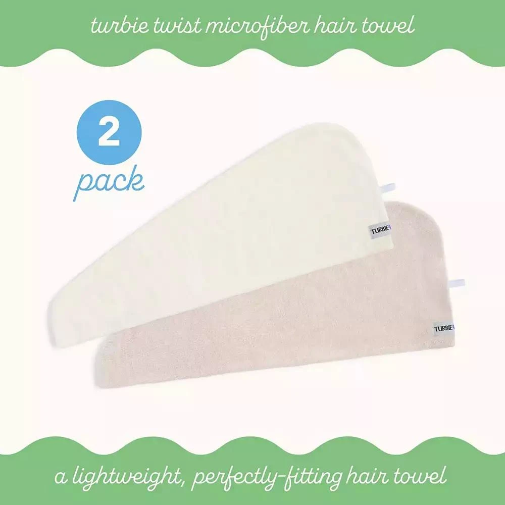 Turbie Twist 2-Pack Microfiber Hair Towel Wrap for Straight, Wavy
Curly Hair – Antique White
Moonbeam, Quick Dry 3