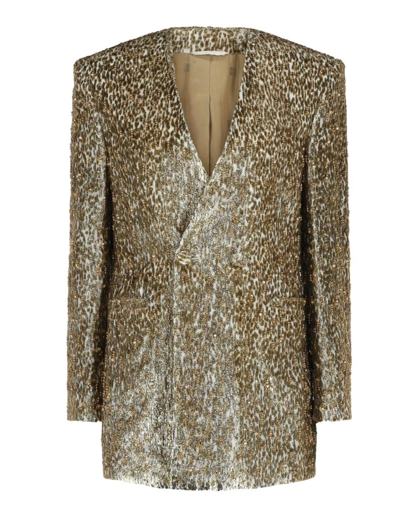 Givenchy Beaded Animal Print Single-Breasted Blazer 1