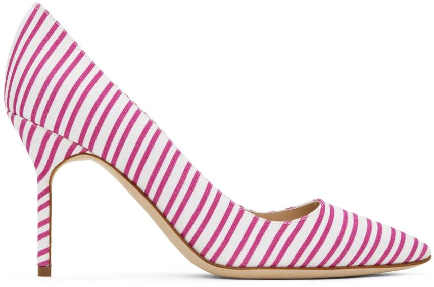 Manolo Blahnik Pink & White BB 90 Heels 1