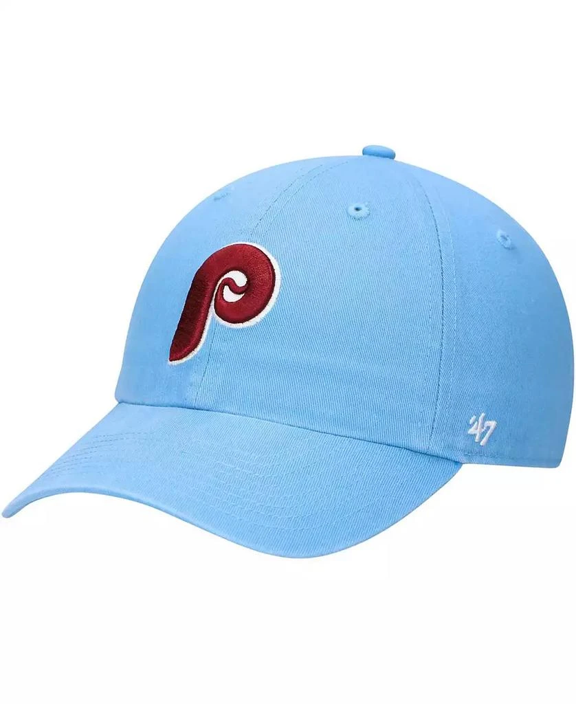 47 Brand Men's Light Blue Philadelphia Phillies Logo Cooperstown Collection Clean Up Adjustable Hat 1