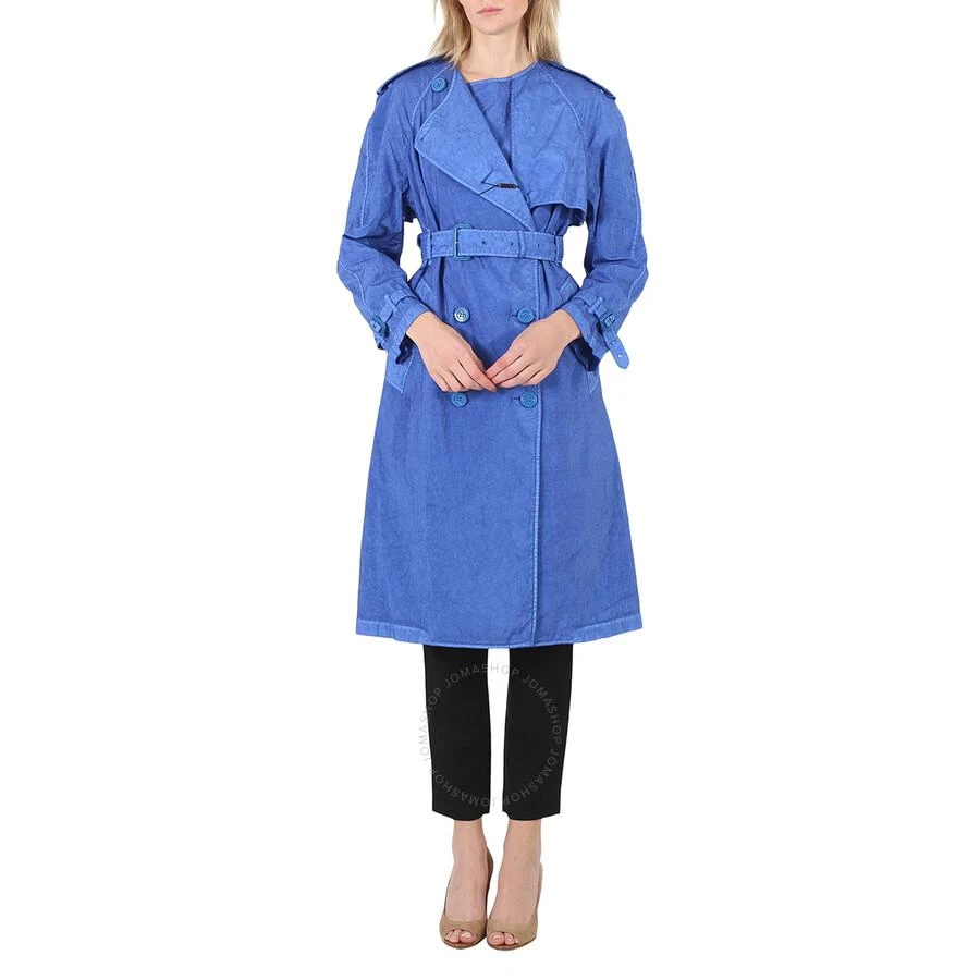 Burberry Ladies Warm Royal Blue Collarless Double Breasted Trench Coat 1