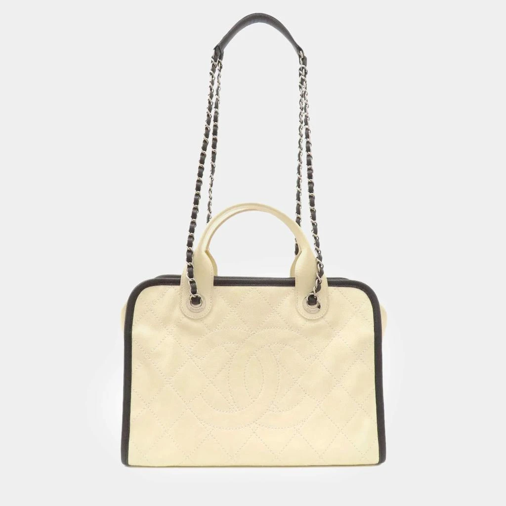 Chanel Chanel Black/Ivory Caviar Leather Deauville Tote Bag 2