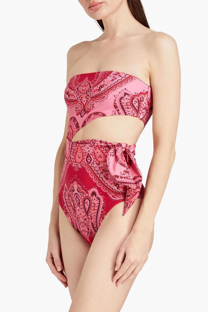 Zimmermann Separates Sculpt cutout paisley-print bandeau swimsuit