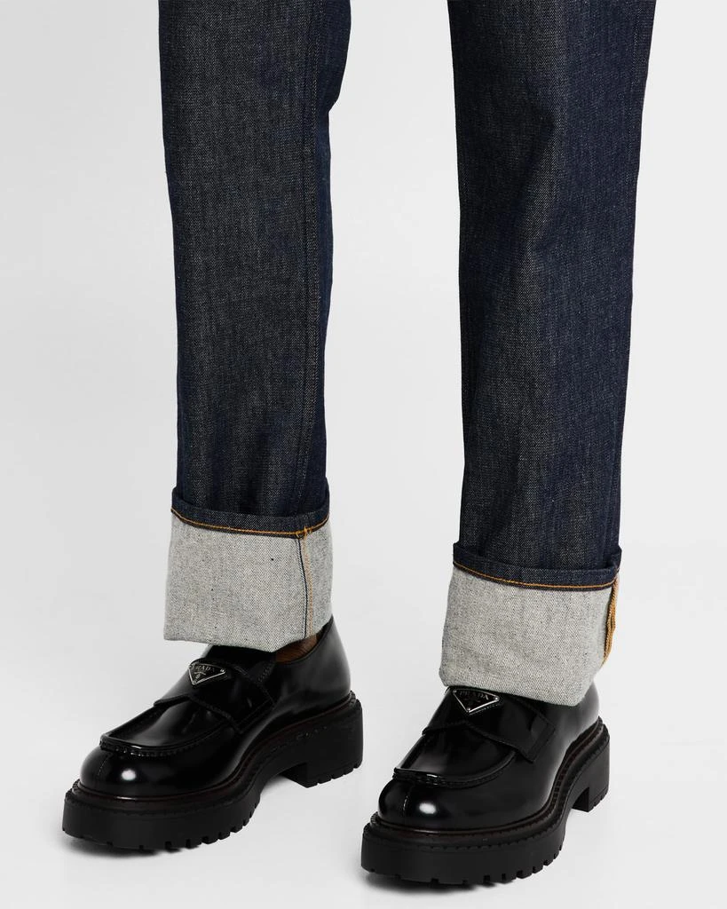 Prada Men's Brushed Leather Lug-Sole Loafers 2