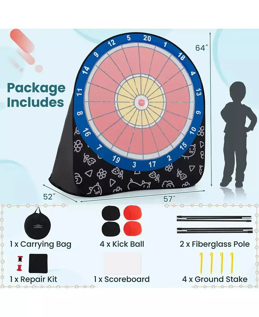 GOUUN Large Dart Board for Kids with 4 Kick Balls 2