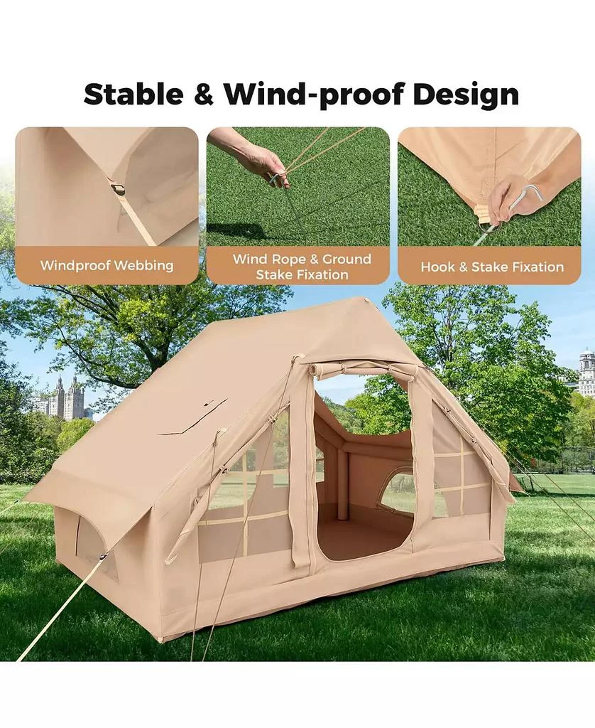 Costway 4-6 People Inflatable Tent with 4 Mesh Screen Windows 2 Doors Skylight Carrying Bag 7