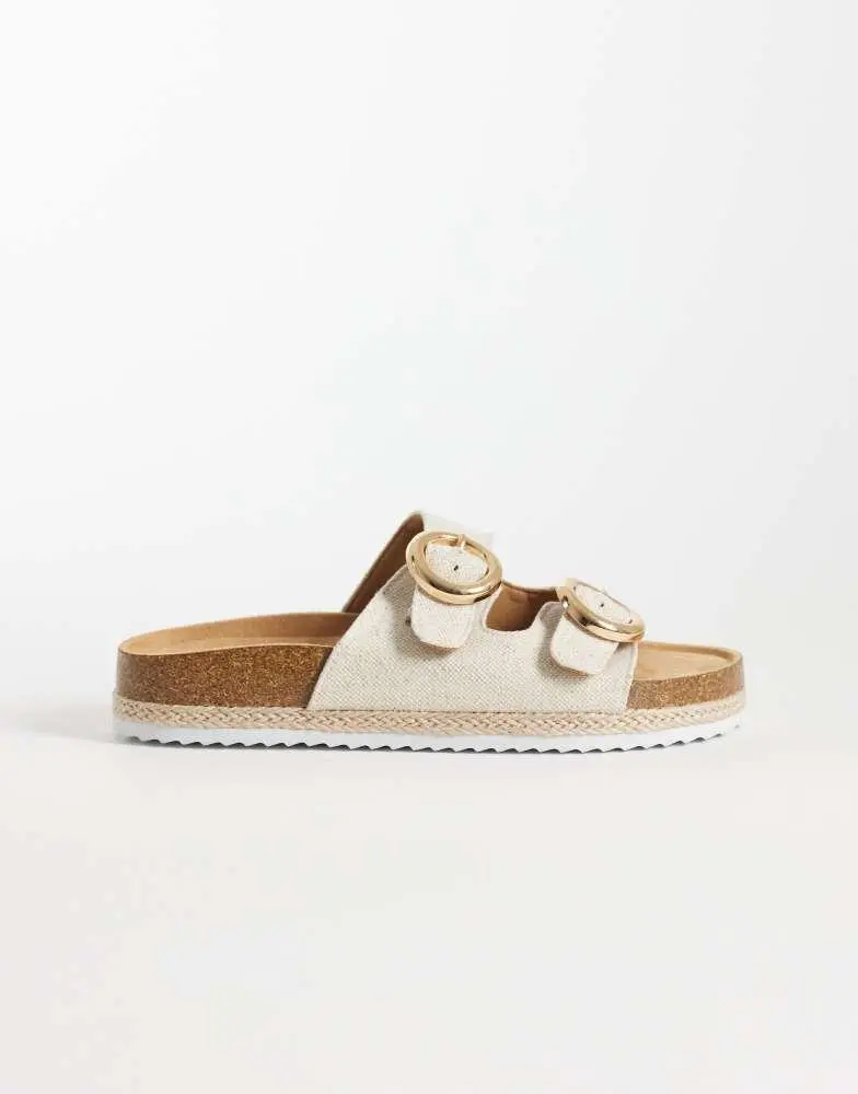 ASOS ASOS DESIGN Jenna espadrille mule sandals in natural linen