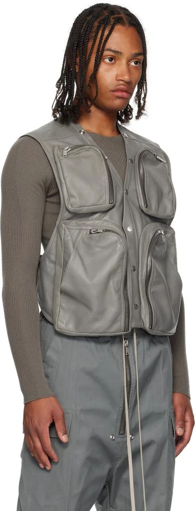 Rick Owens Gray Concordians Leather Cargo Vest 2