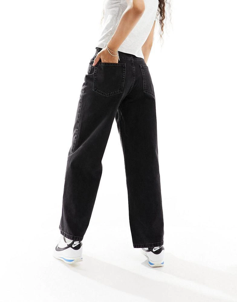 ASOS ASOS DESIGN Petite wide leg dad jeans in washed black 3
