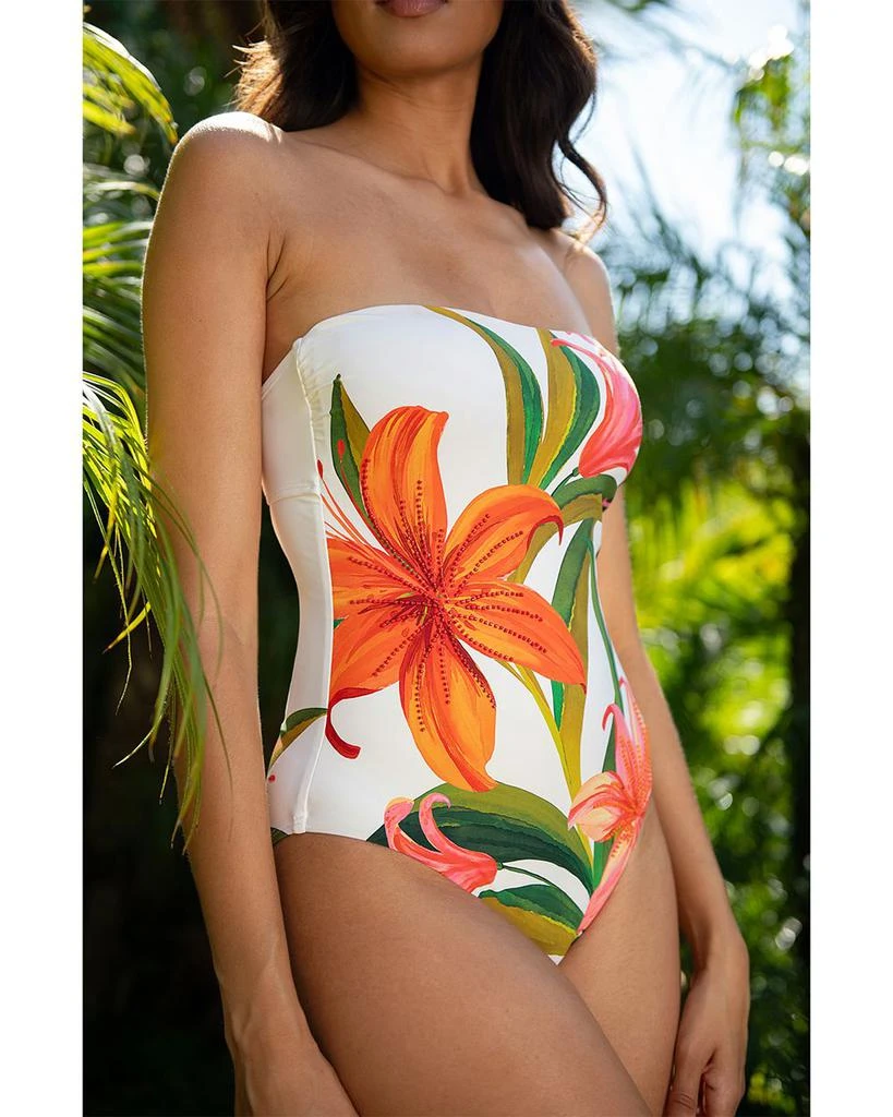 La Blanca Jungle Blossoms Bandeau One Piece Swimsuit 3