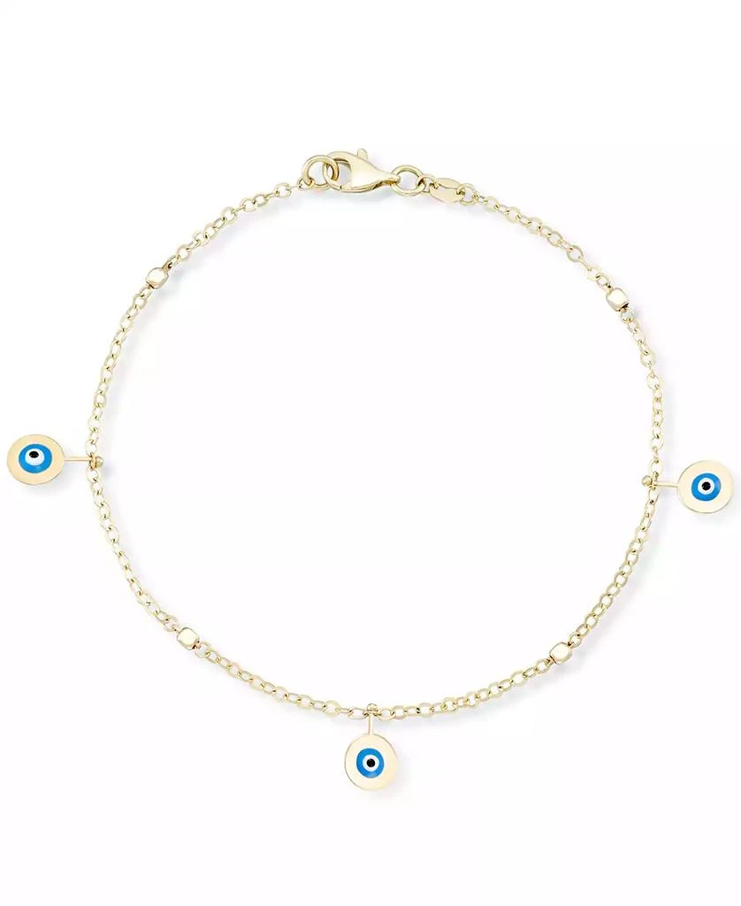 Macy's Enamel Evil Eye Charm Bracelet in 10k Gold 1