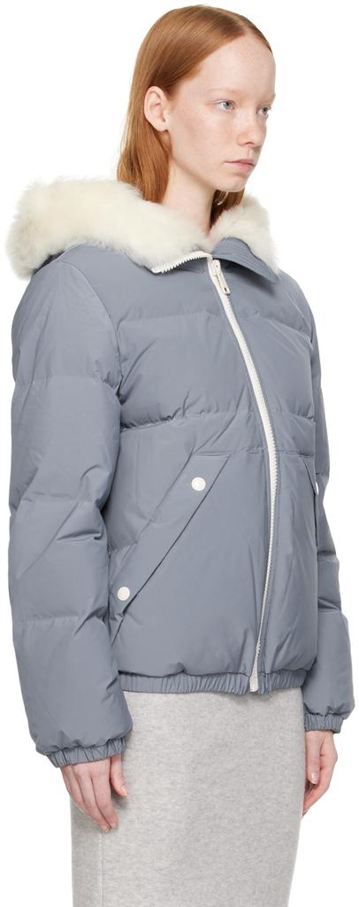 Yves Salomon - Army SSENSE Exclusive Blue Short Down Jacket