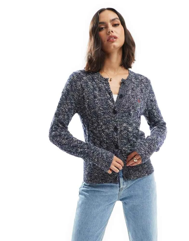 Ralph Lauren Polo Ralph Lauren icon logo cotton cable knit cardigan in navy 1