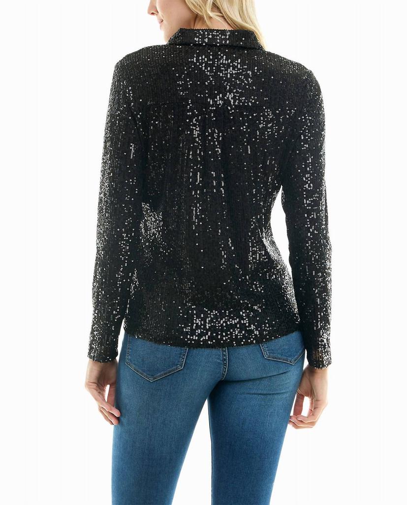 Nicole Miller Nora Sequin Button Front Shirt