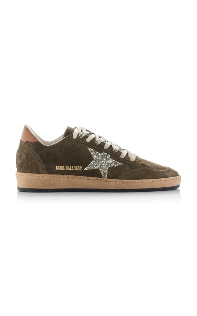 Shop Golden Goose Ball-Star Suede Sneakers Olive IT 41