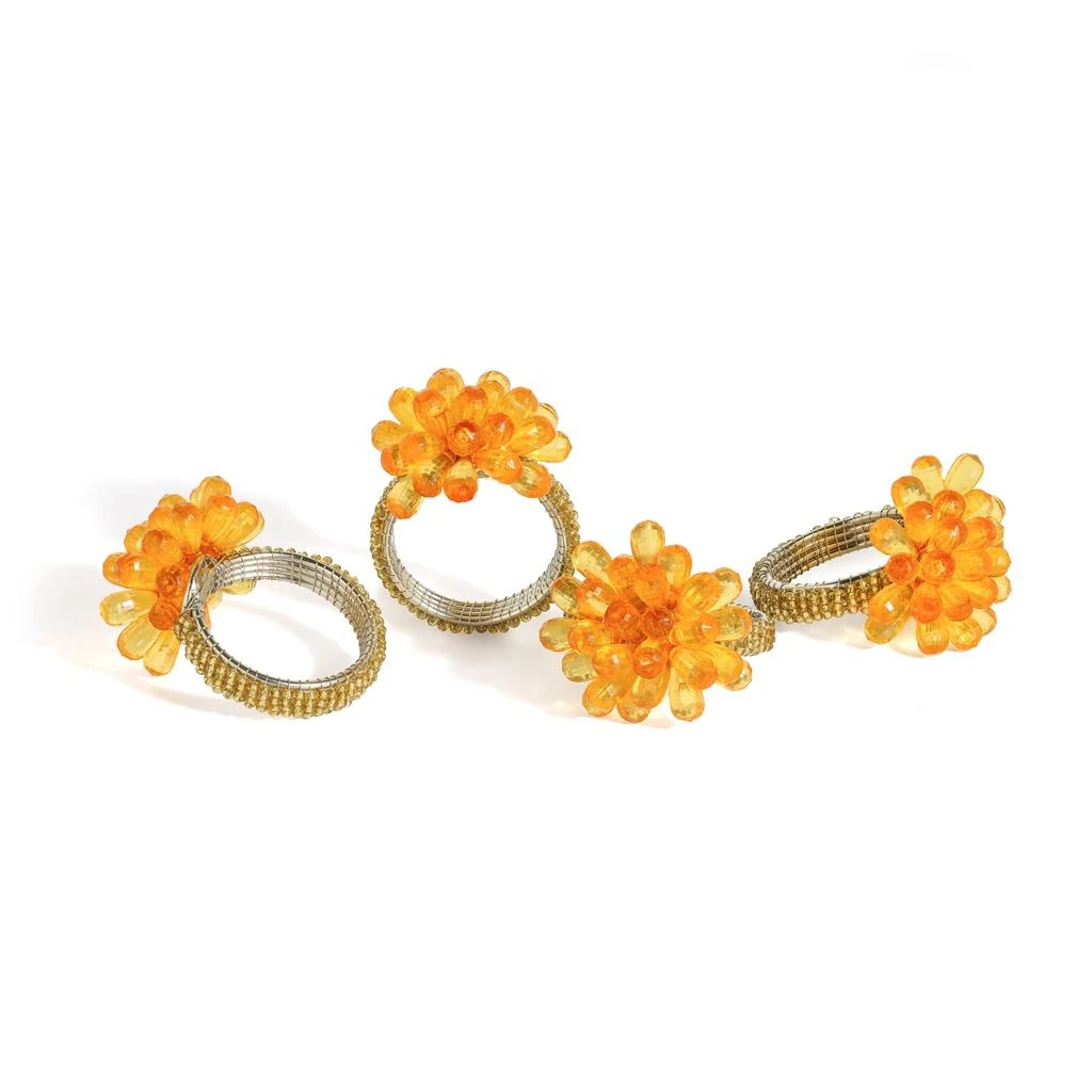 Tiramisu Marigold Sunburst Crystal Napkin Rings (Set of 4)