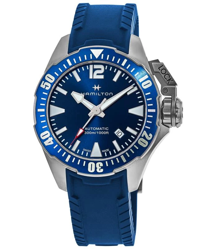 Hamilton Hamilton Khaki Navy Frogman Automatic Blue Dial Rubber Strap Men's Watch H77705345 1