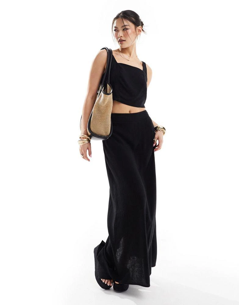 River Island River Island linen crop top co-ord in black 2