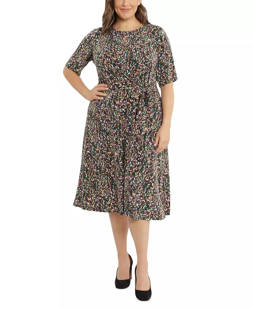 London Times Plus Size Keyhole-Front Midi Dress 3