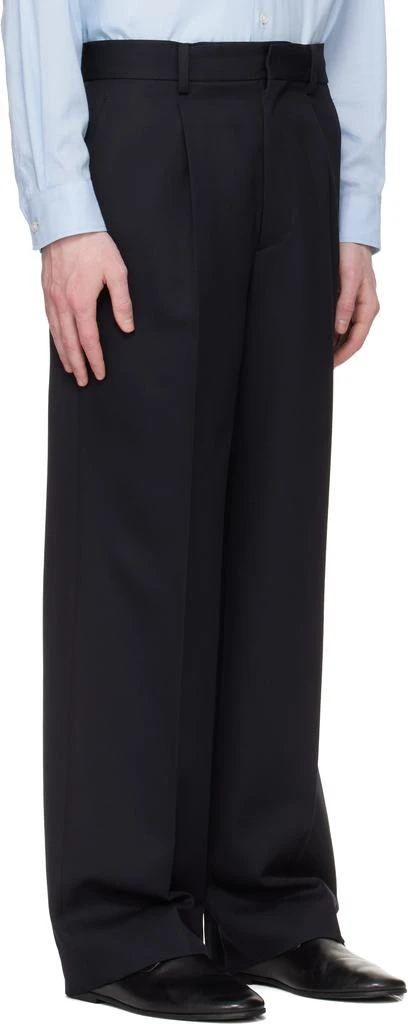 stein Navy Wool Kersey Straight Trousers 2