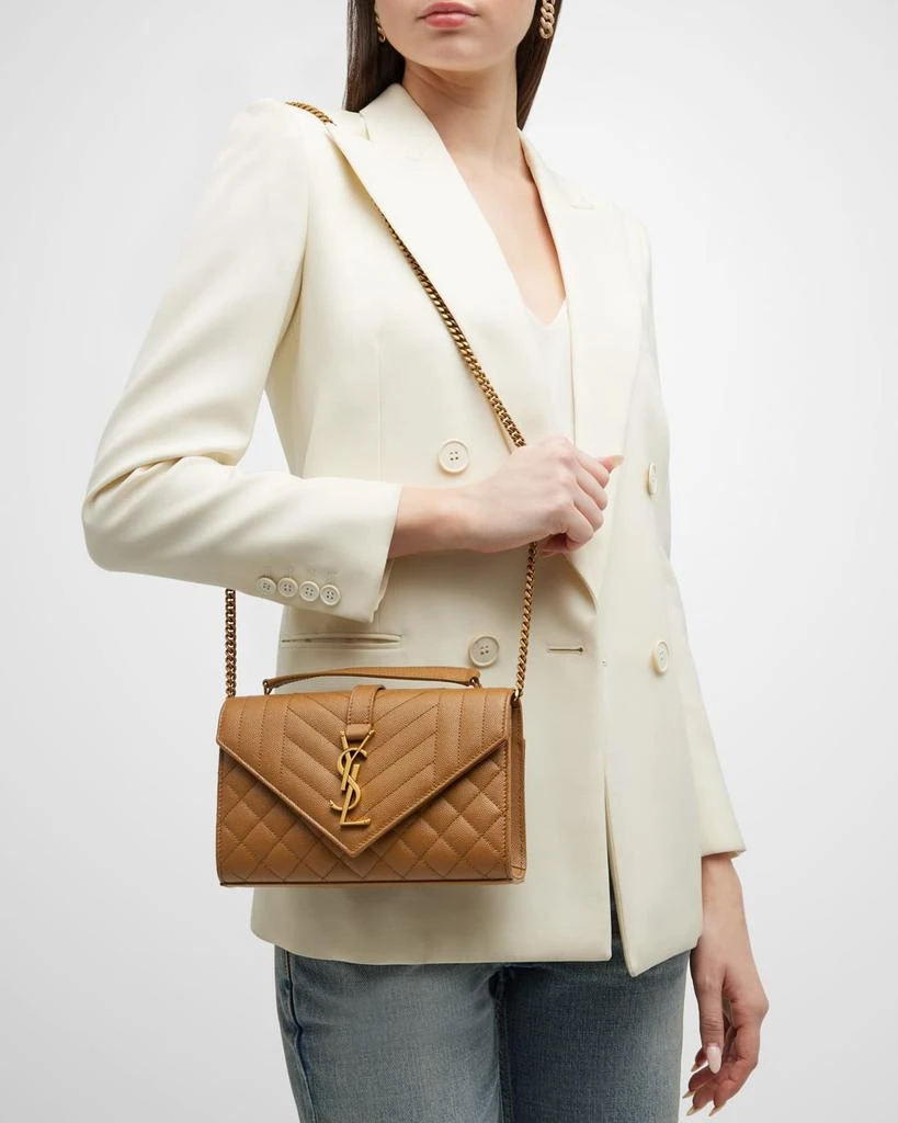 Yves Saint Laurent Envelope Triquilt Small YSL Shoulder Bag in Grained Leather 4