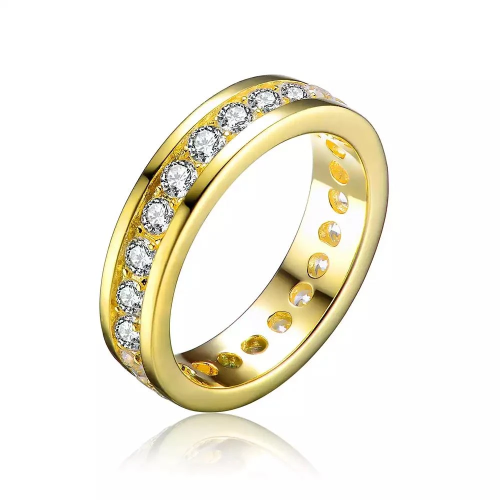 Genevive 14K Gold Plated Overlay Cubic Zirconia Band Ring