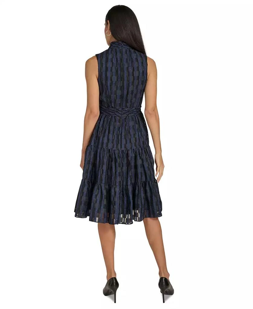 Calvin Klein Women's Checkered Shimmering Tiered A-Line Midi Dress 2