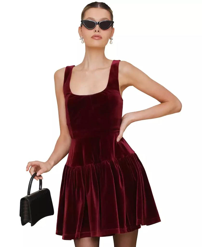 Avec Les Filles Women's Velvet Fit & Flare Mini Dress 3