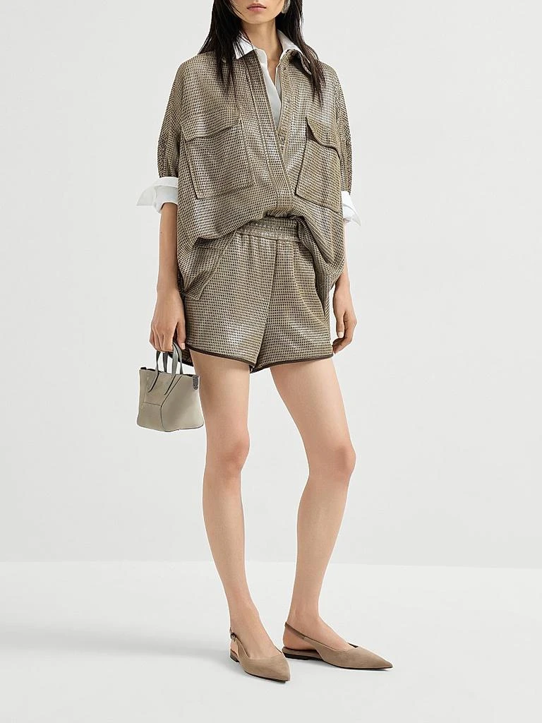 Brunello Cucinelli Sparkling Leather Net Shirt 6