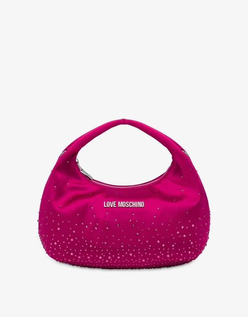 Love Moschino Satin Hobo Bag With Rhinestones 1