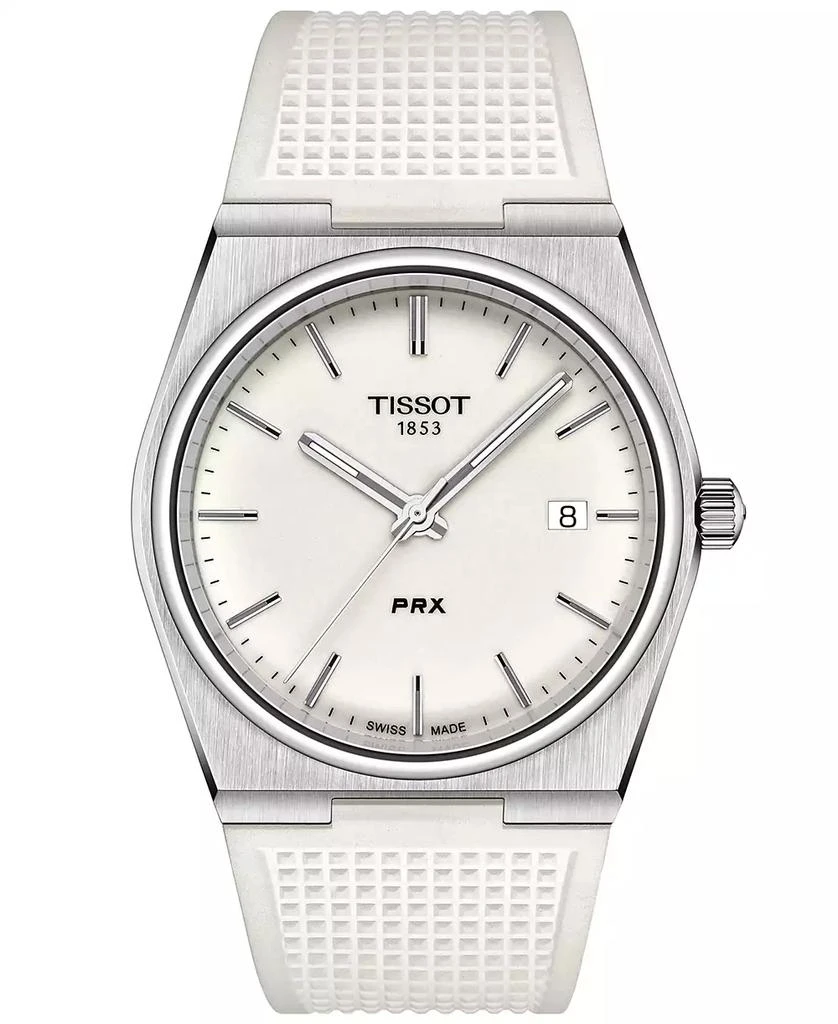 Tissot Men
s Swiss Automatic PRX White Rubber Strap Watch 40mm 1