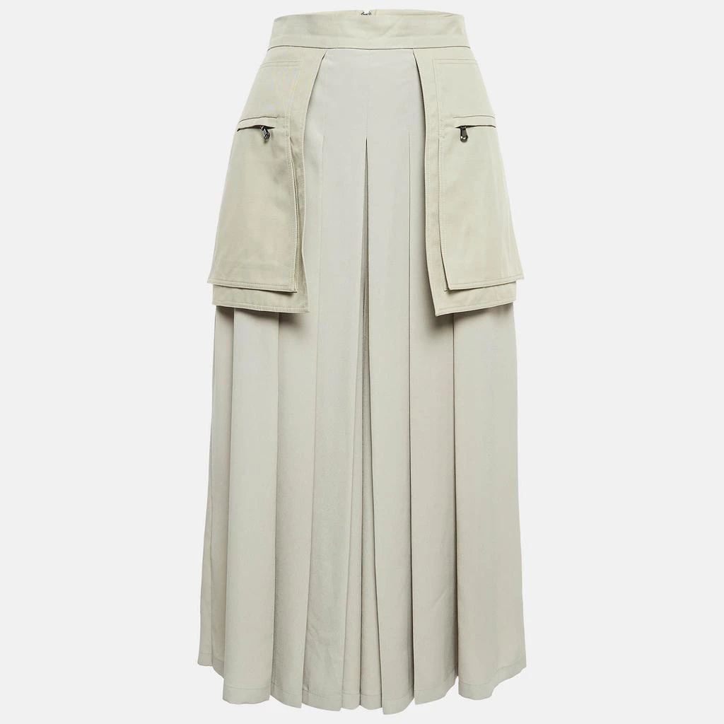 Max Mara Max Mara Beige Crepe Pleated Flared Capri Pants M 1