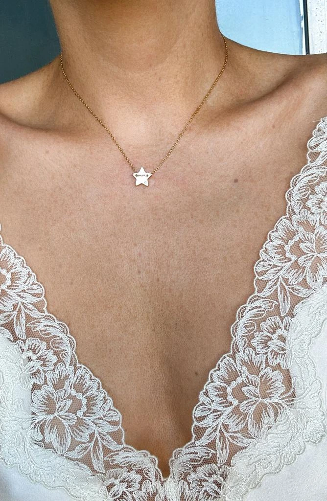 ADORNIA 14K Yellow Gold Plated Diamond Detail Star Charm Necklace - 0.01 ctw 2