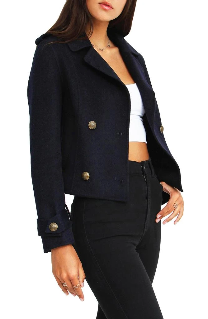 Belle & Bloom Better Off Military Wool Blend Crop Peacoat 5