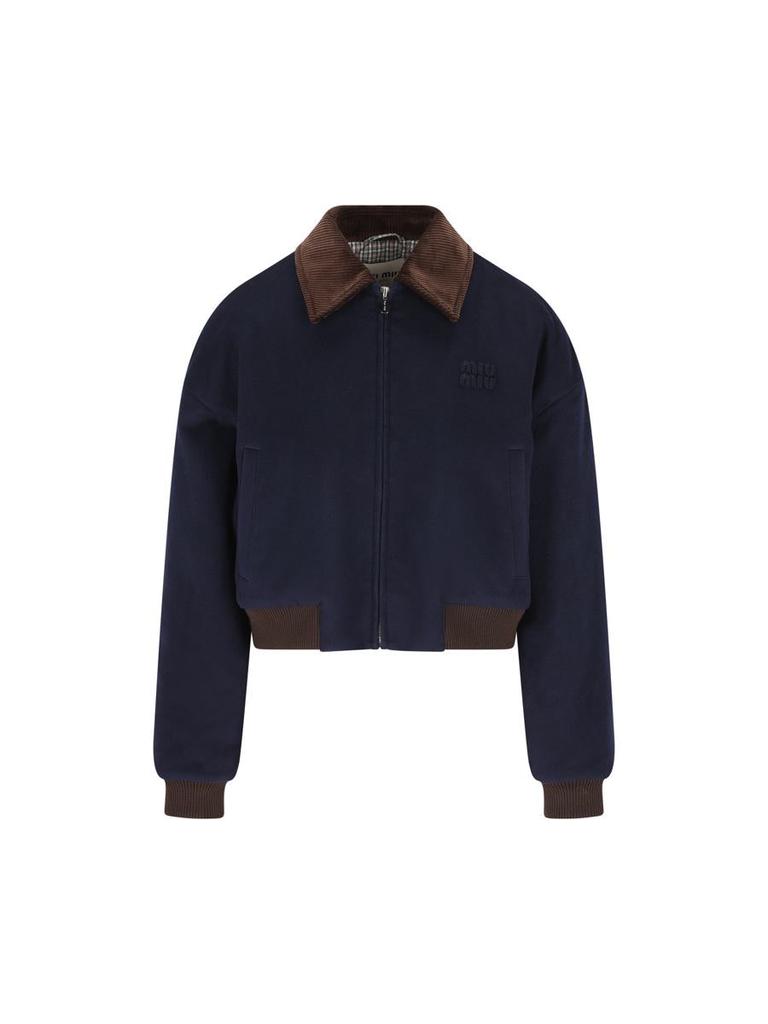 Miu Miu Miu Miu Logo-Patch Zipped Bomber Jacket - Jackets