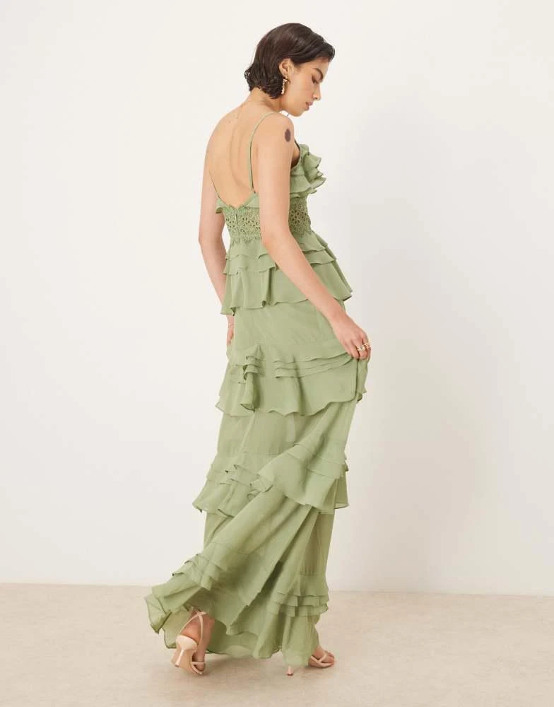 True Decadence True Decadence V neck maxi dresses in sage green 3