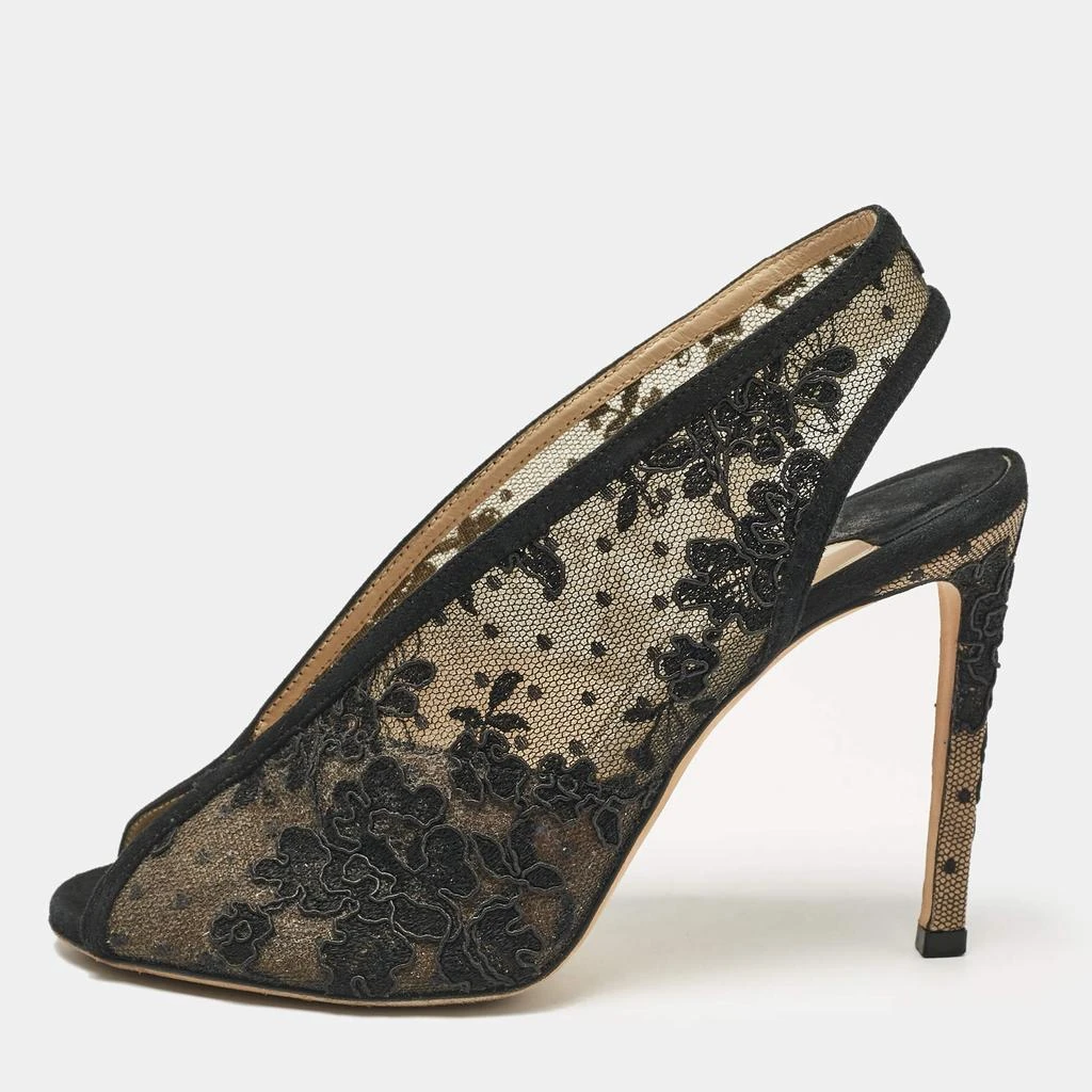 Jimmy Choo Jimmy Choo Black Lace Shar Slingback Pumps Size 37.5 1