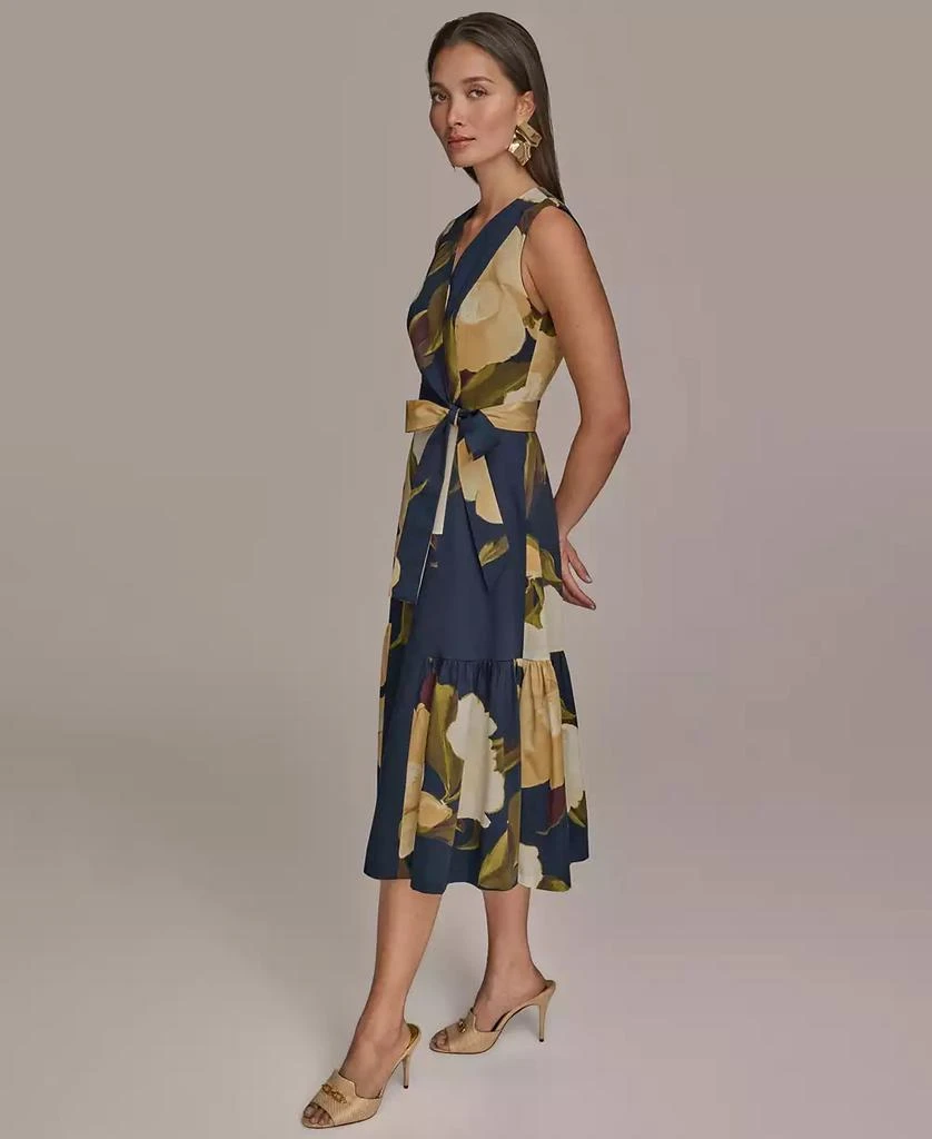 Donna Karan Women's Printed Faux-Wrap Midi Dress 4