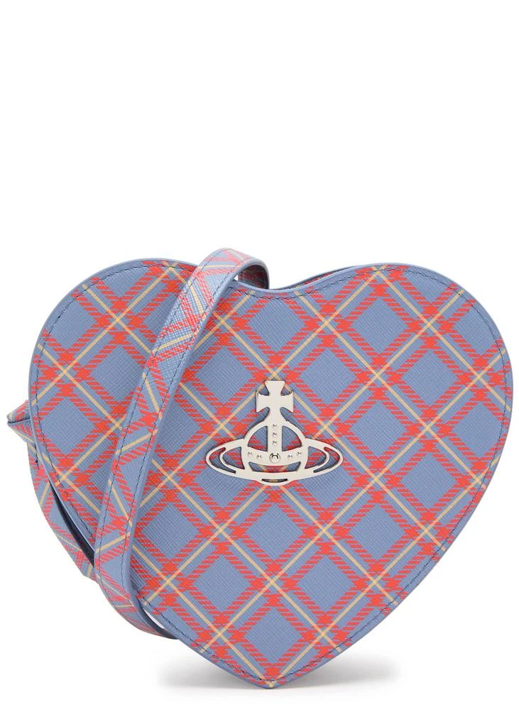 Vivienne Westwood Louise Heart checked twill and faux leather cross-body bag 1