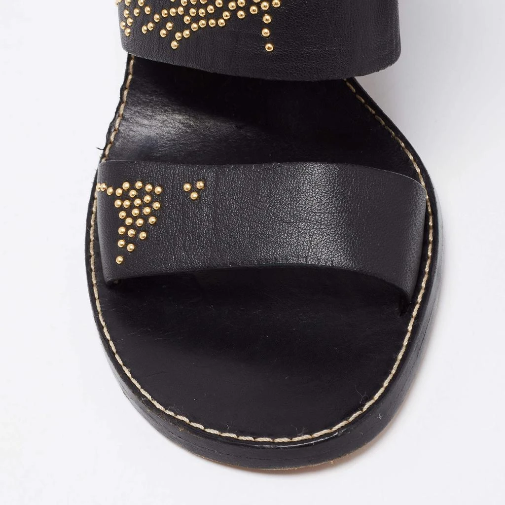 Chloé Chloe Black/Gold Studded Leather Slide Sandals Size 41 7