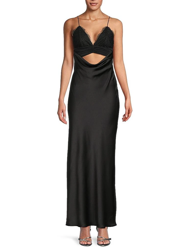 Misha Maxxy Satin Slip Cut-Out Maxi Dress 3