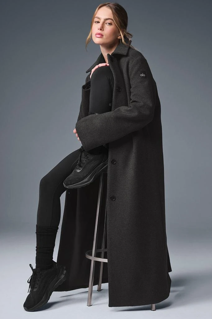 Alo Wool Metro Long Coat - Dark Heather Grey 3