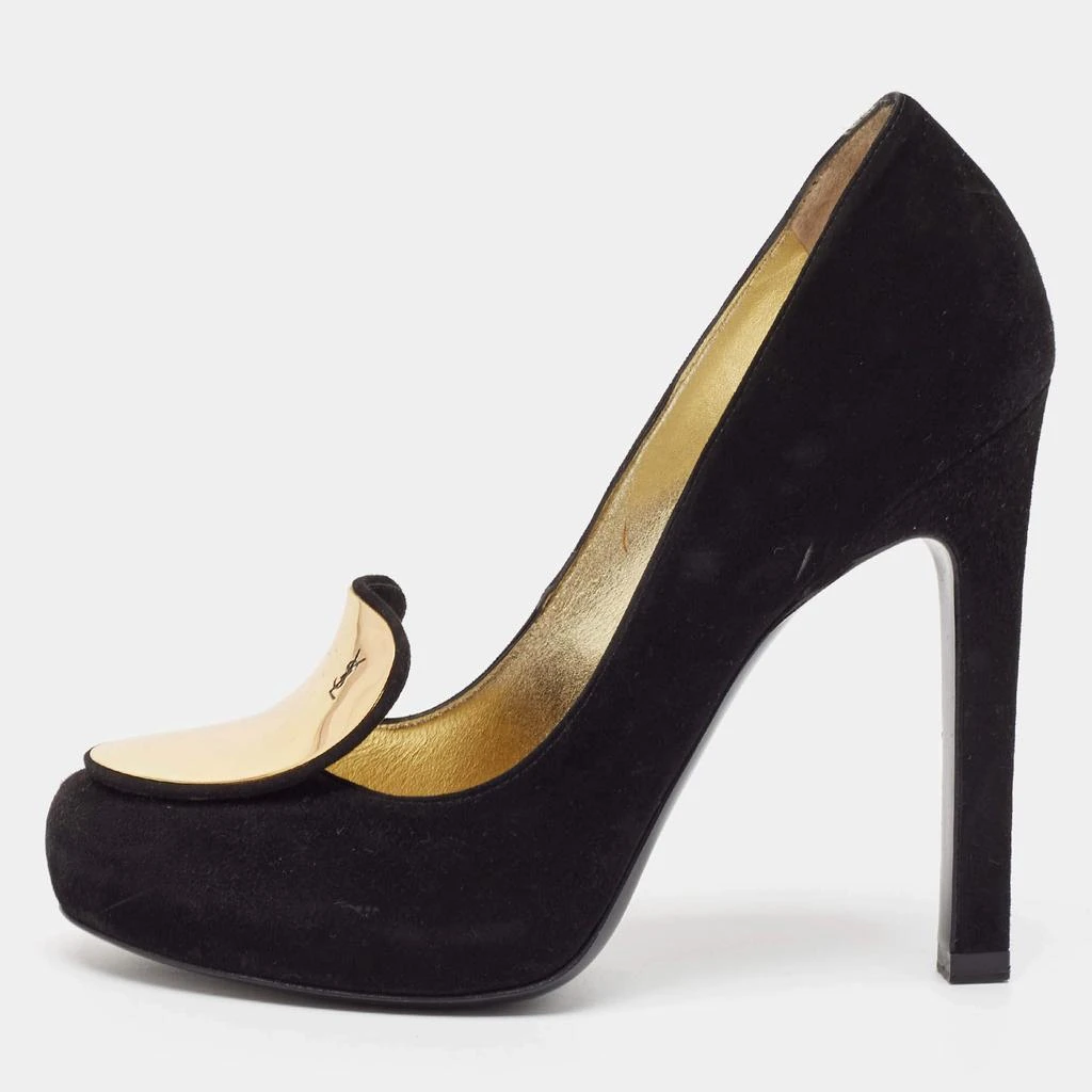 Yves Saint Laurent Yves Saint Laurent Black Suede Round Toe Pumps Size 37 1