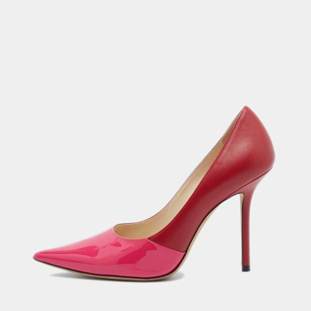Jimmy Choo Jimmy Choo Pink/Red Patent and Leather Asymmetric Love Pumps Size 37 1