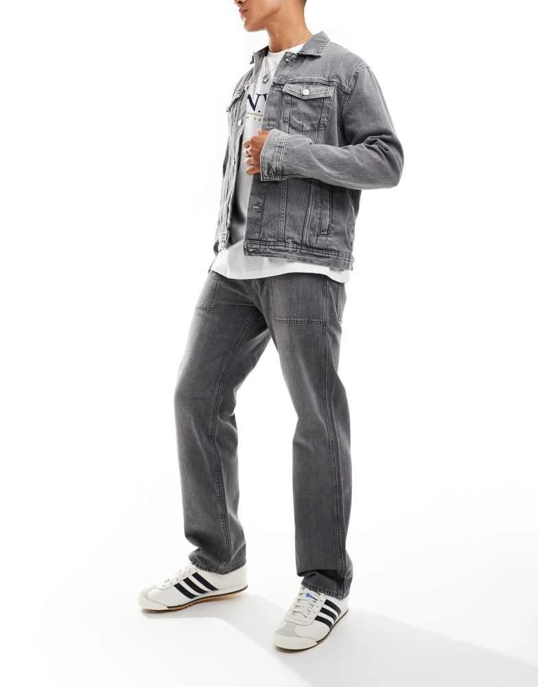 Levi's Levi's 555 relaxed straight utility jeans in washed black 5