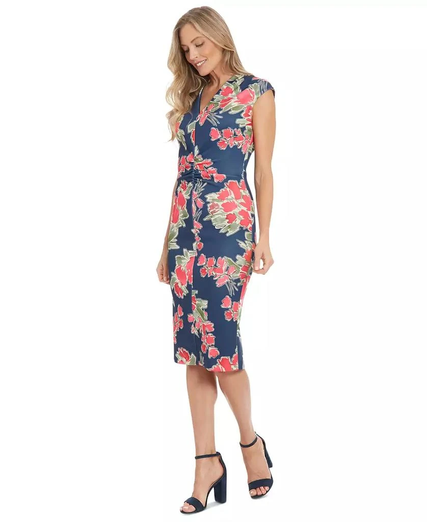 London Times Petite Floral-Print Ruched Sheath Dress 2